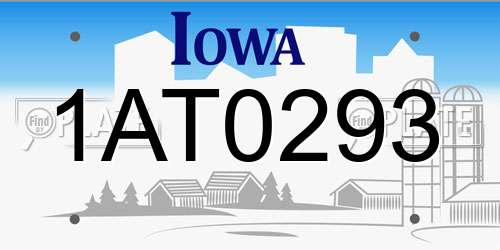 1AT0293 Iowa License Plate