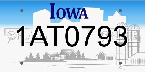 1AT0793 Iowa License Plate