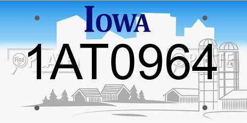 1AT0964 Iowa License Plate