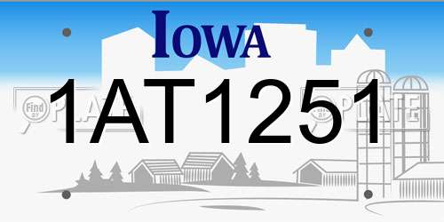 1AT1251 Iowa License Plate