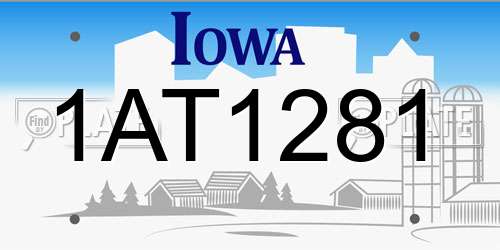 1AT1281 Iowa License Plate