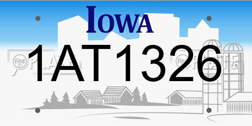 1AT1326 Iowa License Plate