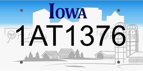 1AT1376 Iowa License Plate