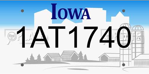 1AT1740 Iowa License Plate