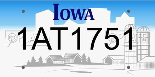 1AT1751 Iowa License Plate
