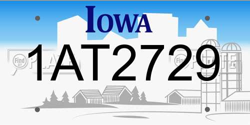 1AT2729 Iowa License Plate