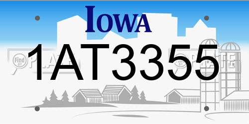 1AT3355 Iowa License Plate