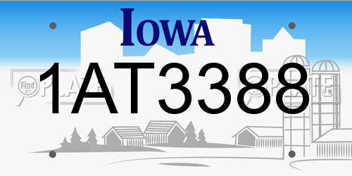 1AT3388 Iowa License Plate