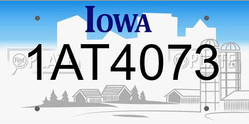 1AT4073 Iowa License Plate