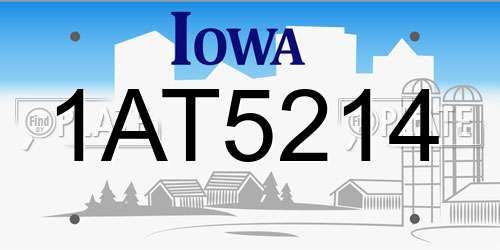 1AT5214 Iowa License Plate