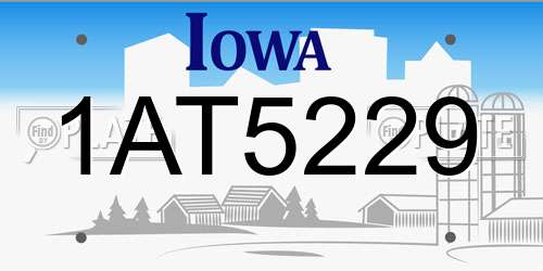 1AT5229 Iowa License Plate
