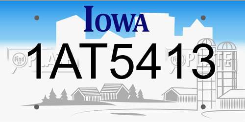1AT5413 Iowa License Plate