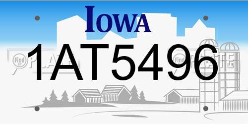 1AT5496 Iowa License Plate