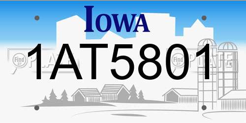 1AT5801 Iowa License Plate