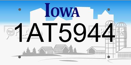 1AT5944 Iowa License Plate