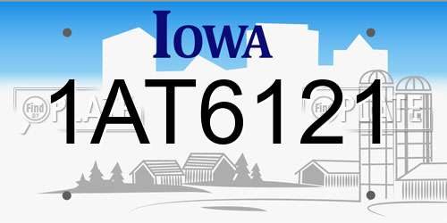 1AT6121 Iowa License Plate