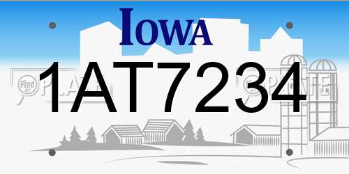 1AT7234 Iowa License Plate