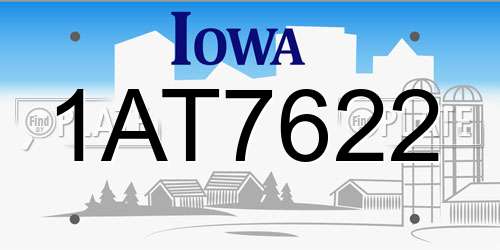 1AT7622 Iowa License Plate