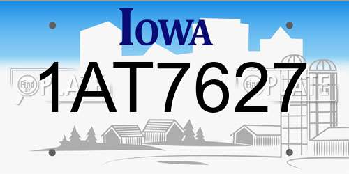 1AT7627 Iowa License Plate