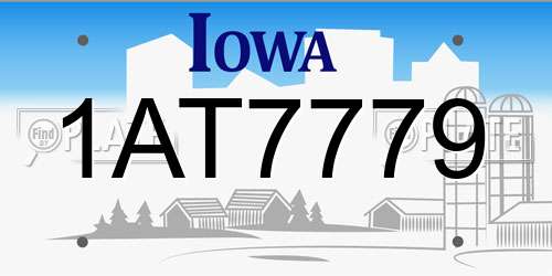 1AT7779 Iowa License Plate