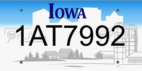 1AT7992 Iowa License Plate