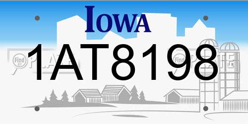 1AT8198 Iowa License Plate