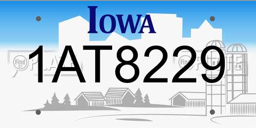 1AT8229 Iowa License Plate