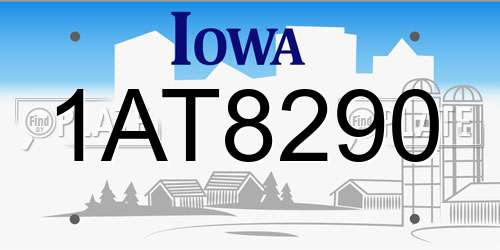 1AT8290 Iowa License Plate