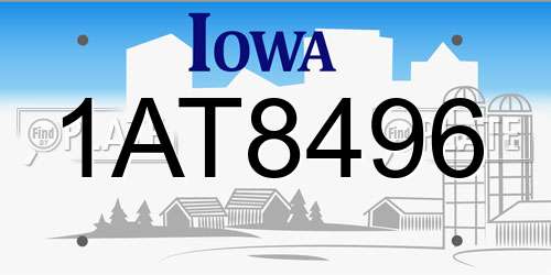 1AT8496 Iowa License Plate
