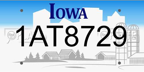 1AT8729 Iowa License Plate