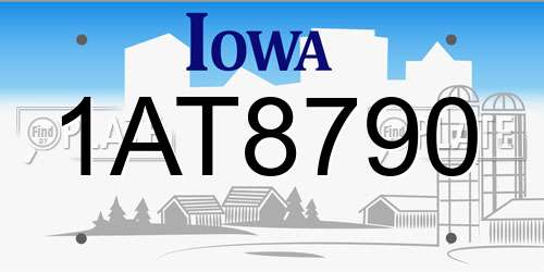 1AT8790 Iowa License Plate