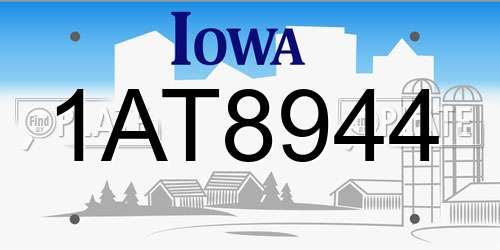 1AT8944 Iowa License Plate