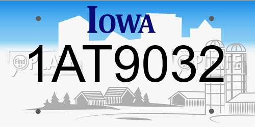 1AT9032 Iowa License Plate