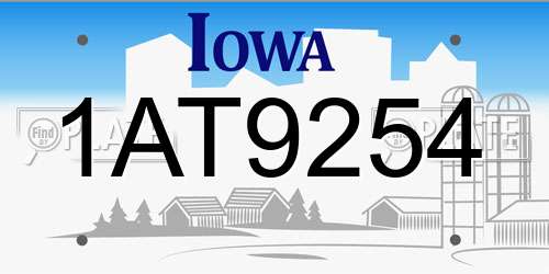 1AT9254 Iowa License Plate