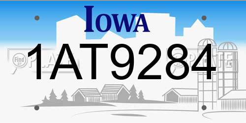 1AT9284 Iowa License Plate