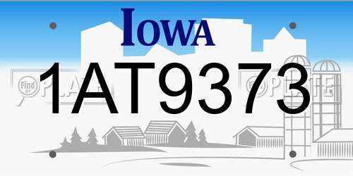 1AT9373 Iowa License Plate