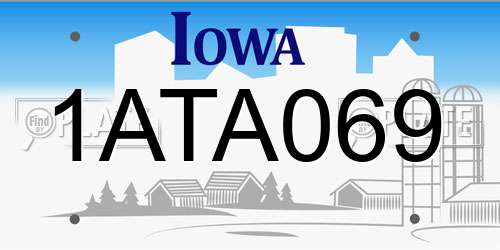 1ATA069 Iowa License Plate