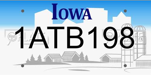 1ATB198 Iowa License Plate