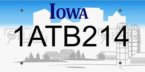 1ATB214 Iowa License Plate