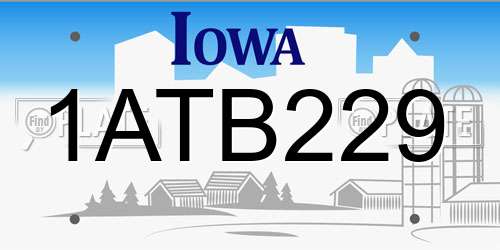 1ATB229 Iowa License Plate