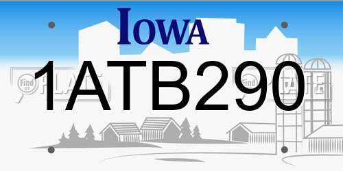 1ATB290 Iowa License Plate