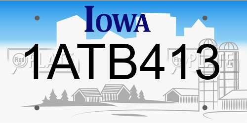 1ATB413 Iowa License Plate