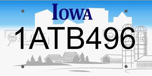 1ATB496 Iowa License Plate