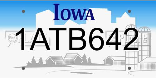 1ATB642 Iowa License Plate