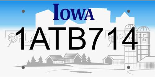 1ATB714 Iowa License Plate