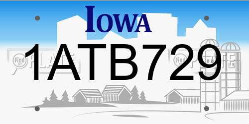 1ATB729 Iowa License Plate