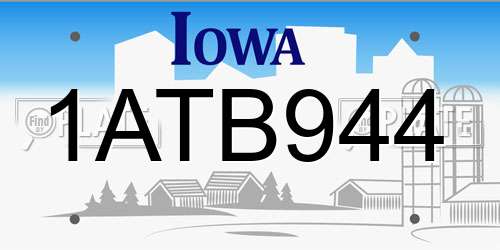 1ATB944 Iowa License Plate