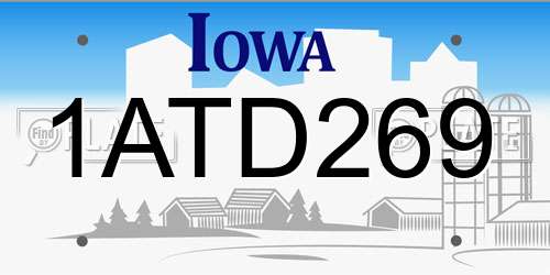 1ATD269 Iowa License Plate