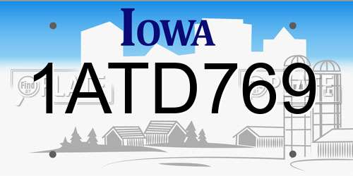1ATD769 Iowa License Plate
