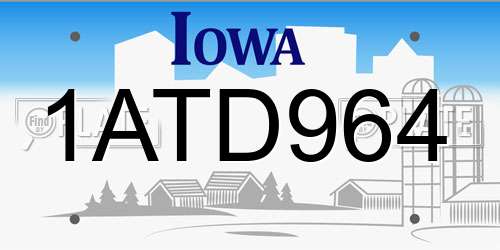 1ATD964 Iowa License Plate